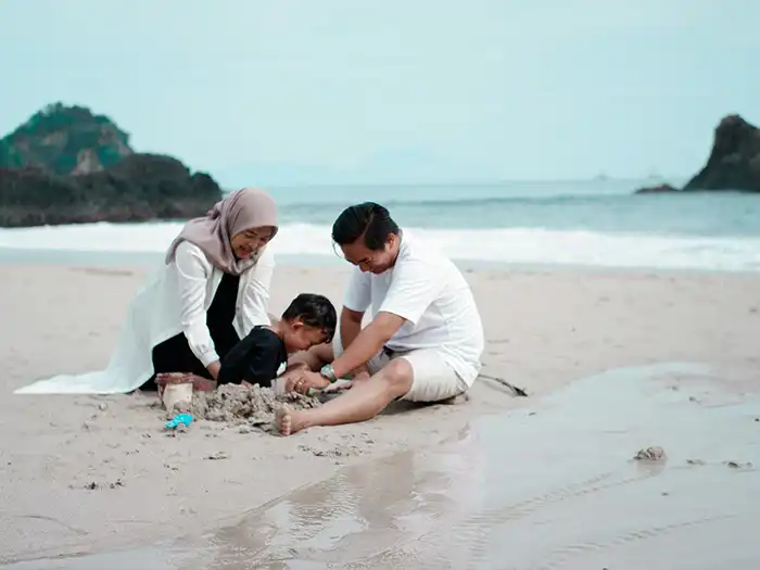 family at the beach